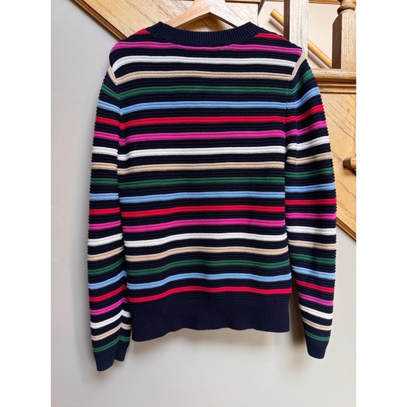 LOFT Womens Striped Chunky Knit Sweater Size L Colorful Pullover Cabin Layering - Picture 4 of 7